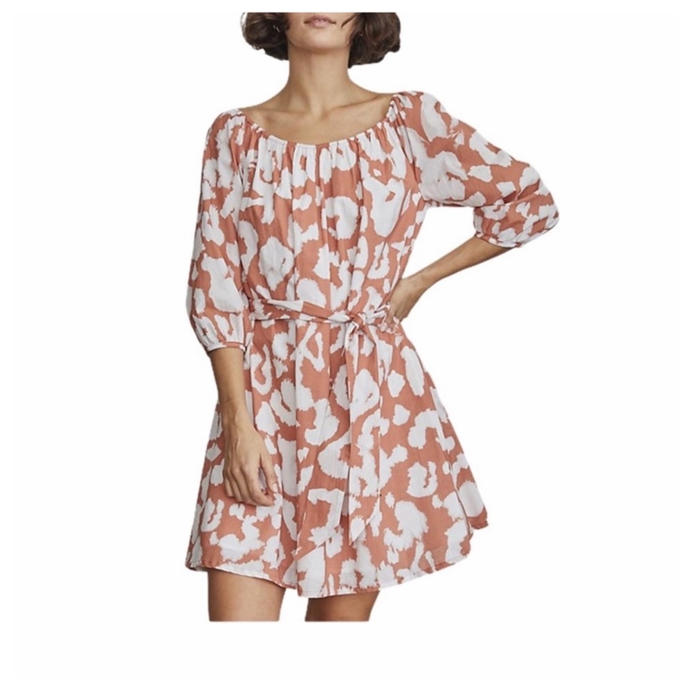 Elizabeth & James Women's Orange Printed Short Belted Dress Size Medium.